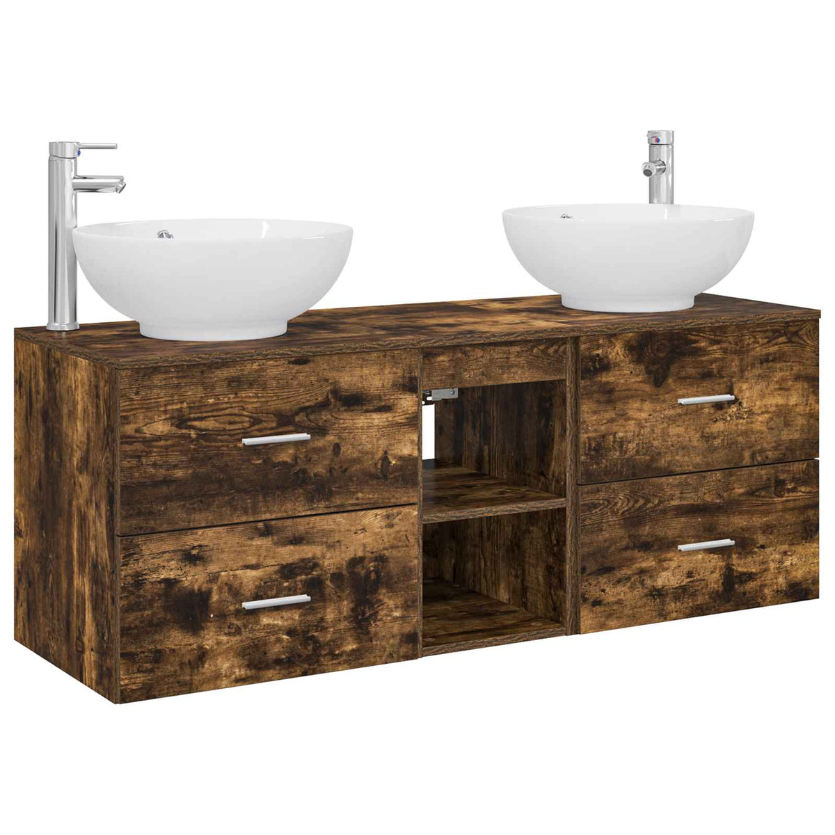 Bathroom Cabinet Set 3 pcs 129 x 44.5 x 80 cm Smoked oak