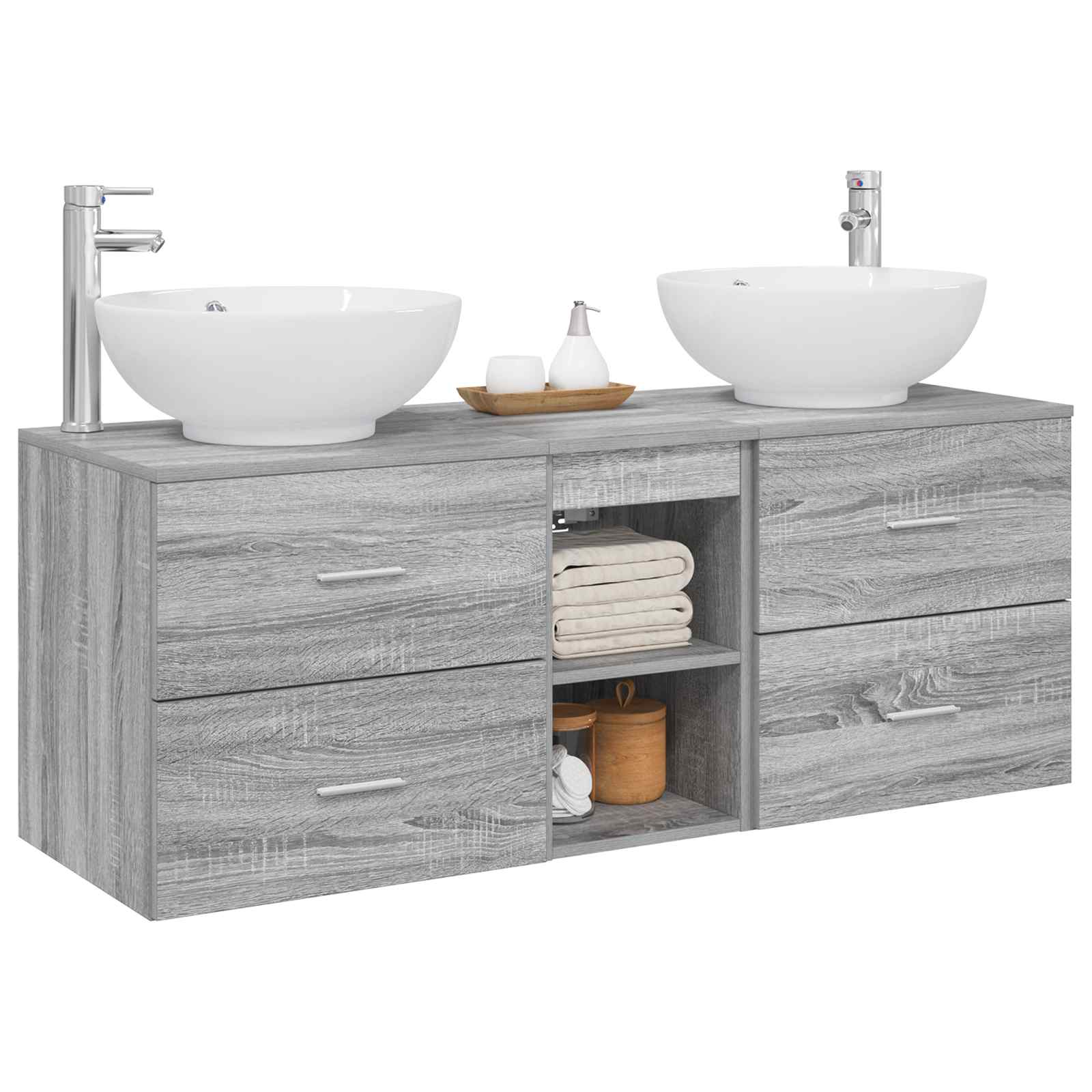 vidaXL Bathroom Furniture Set 3 pcs Grey Sonoma 49.5 x 44.5 x 65 cm 3