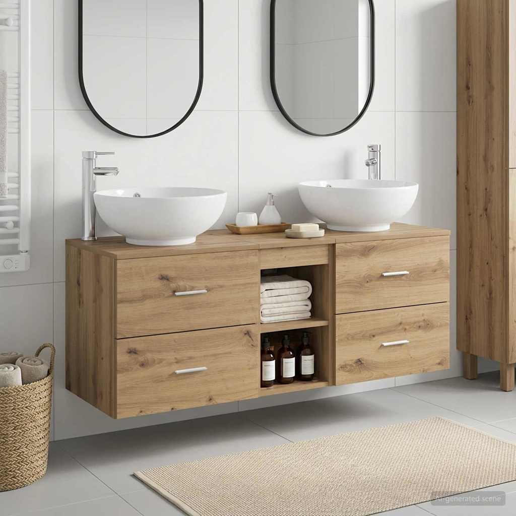 Bathroom Cabinet Set 3 pcs 129 x 44.5 x 80 cm Artisan oak