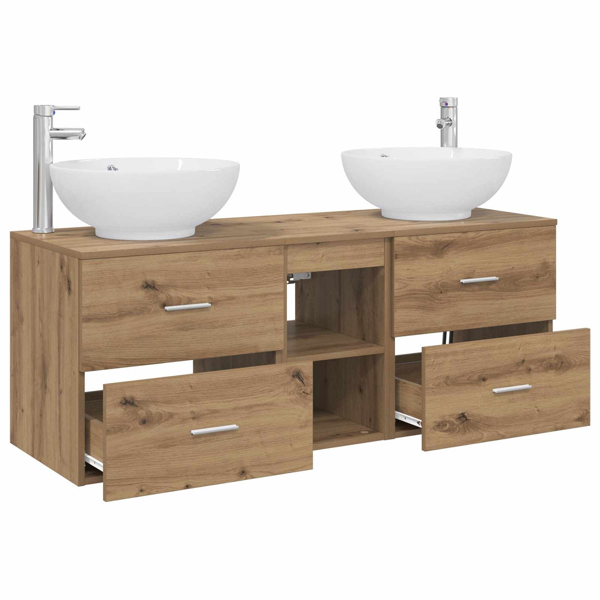 vidaXL Bathroom Furniture Set 3 pcs Artisan Oak 129 x 44.5 x 80 cm 4