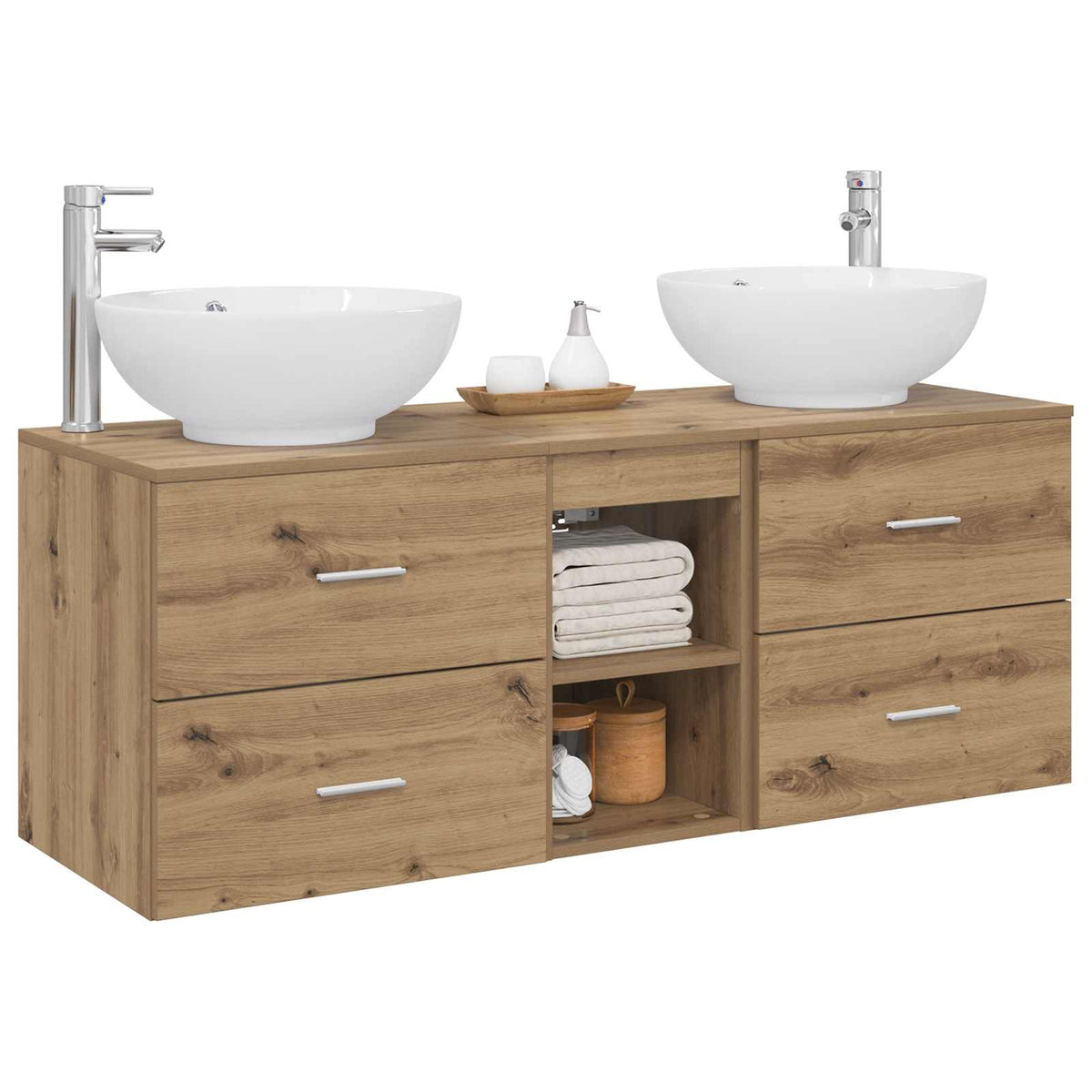 vidaXL Bathroom Furniture Set 3 pcs Artisan Oak 129 x 44.5 x 80 cm 3