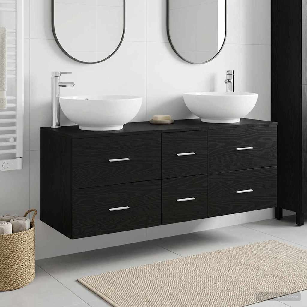 vidaXL Bathroom Furniture Set 3 pcs Black 49.5 x 44.5 x 65 cm 1