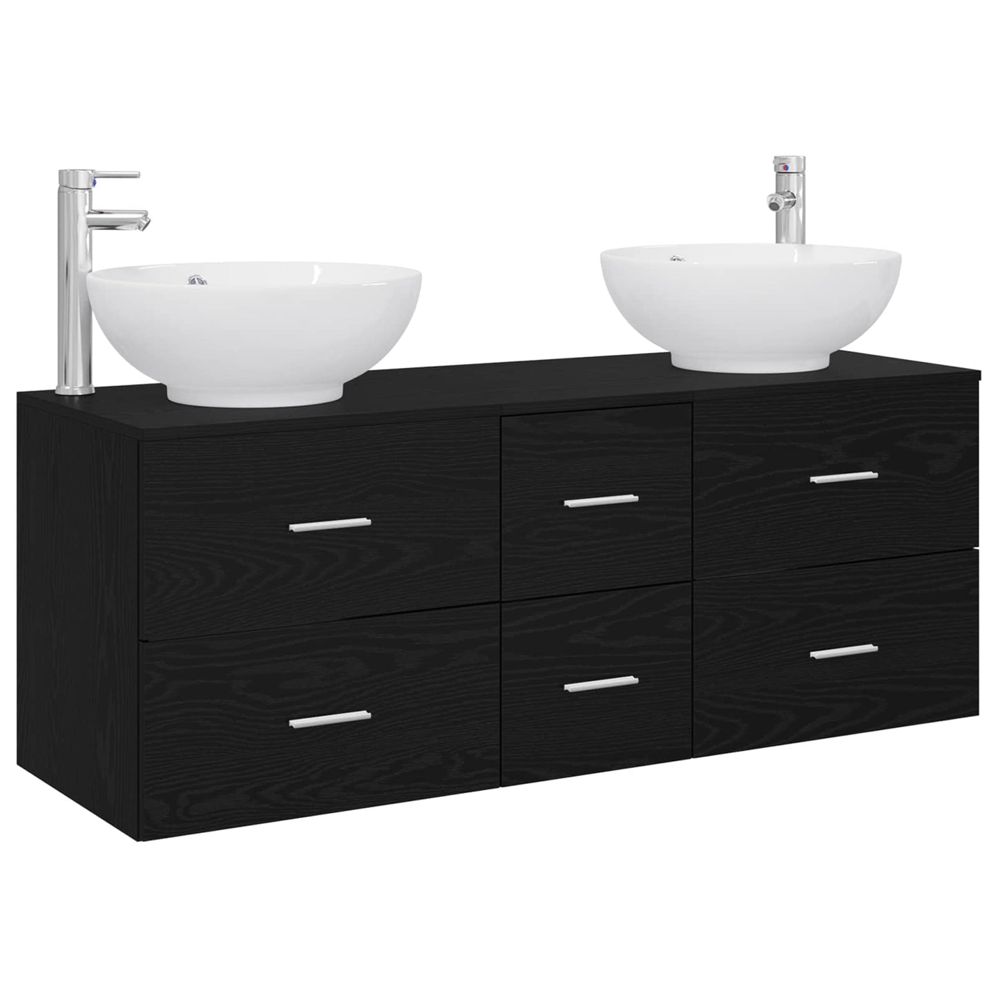 vidaXL Bathroom Furniture Set 3 pcs Black 49.5 x 44.5 x 65 cm 2