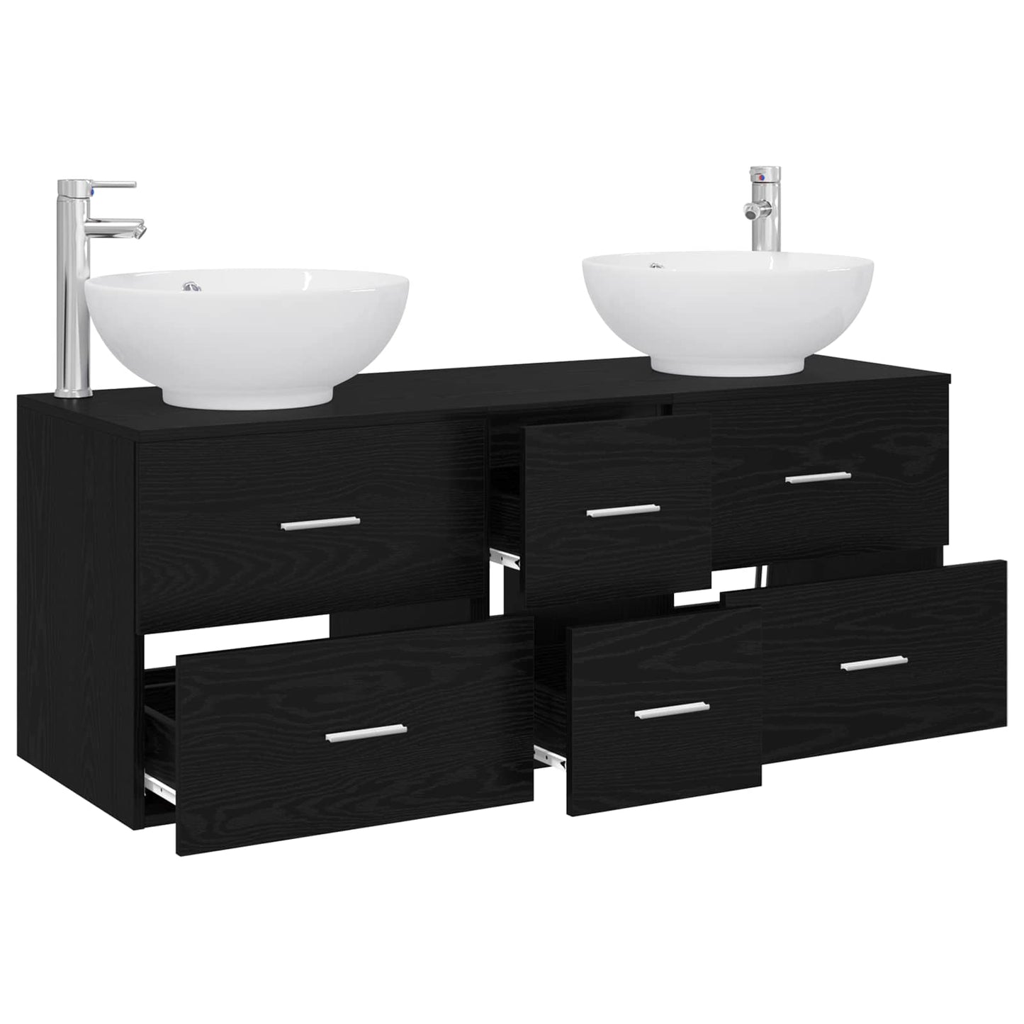 vidaXL Bathroom Furniture Set 3 pcs Black 49.5 x 44.5 x 65 cm 3