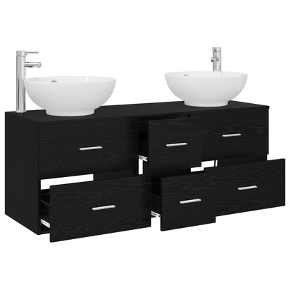 vidaXL Bathroom Furniture Set 3 pcs Black 49.5 x 44.5 x 65 cm 3
