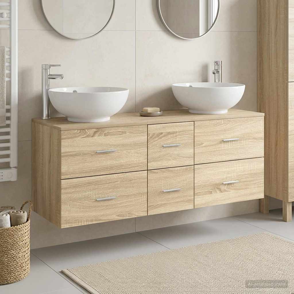 vidaXL Bathroom Furniture Set 3 pcs Sonoma Oak 49.5 x 44.5 x 65 cm 1