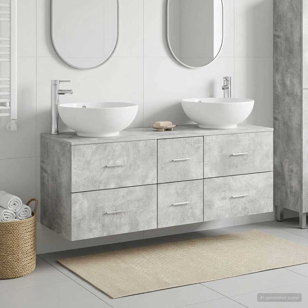 vidaXL Bathroom Furniture Set 3 pcs Concrete Grey 49.5 x 44.5 x 65 cm 1