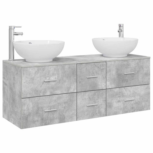 vidaXL Bathroom Furniture Set 3 pcs Concrete Grey 49.5 x 44.5 x 65 cm 2