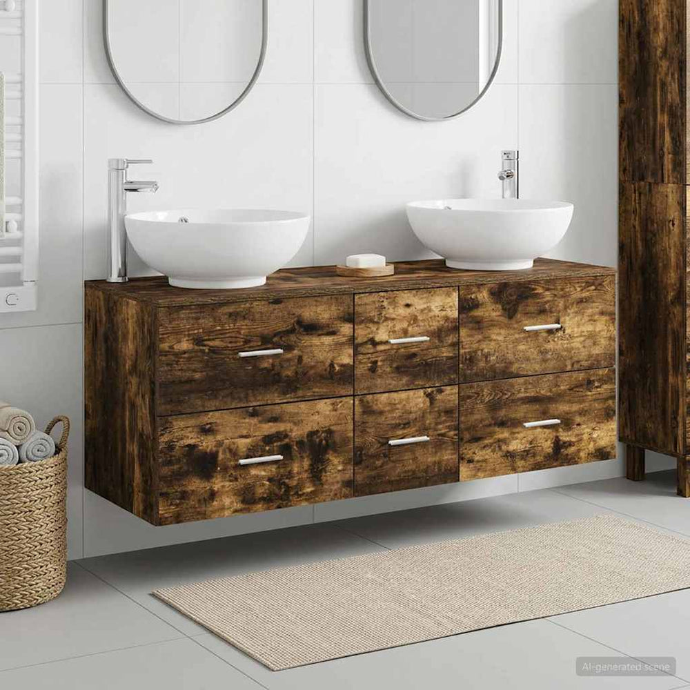 vidaXL Bathroom Furniture Set 3 pcs Smoked Oak 49.5 x 44.5 x 65 cm