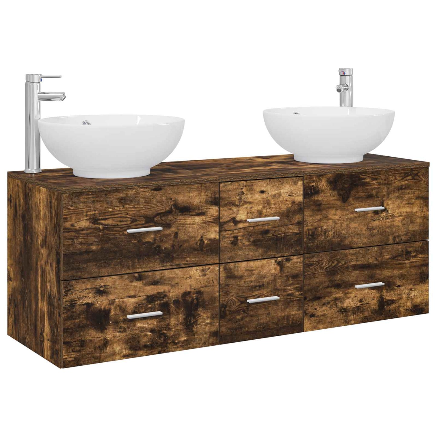 vidaXL Bathroom Furniture Set 3 pcs Smoked Oak 49.5 x 44.5 x 65 cm 2