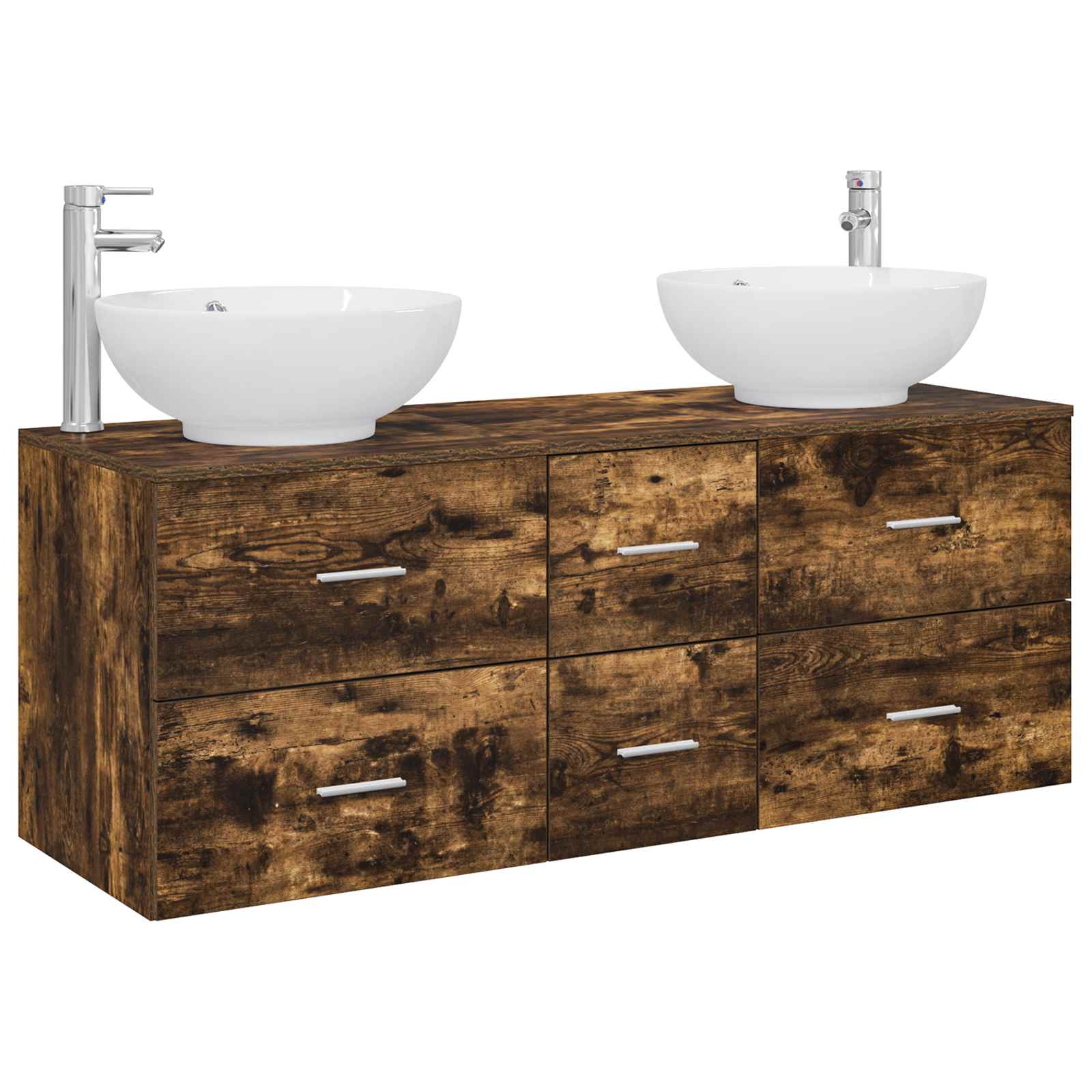 vidaXL Bathroom Furniture Set 3 pcs Smoked Oak 49.5 x 44.5 x 65 cm 2