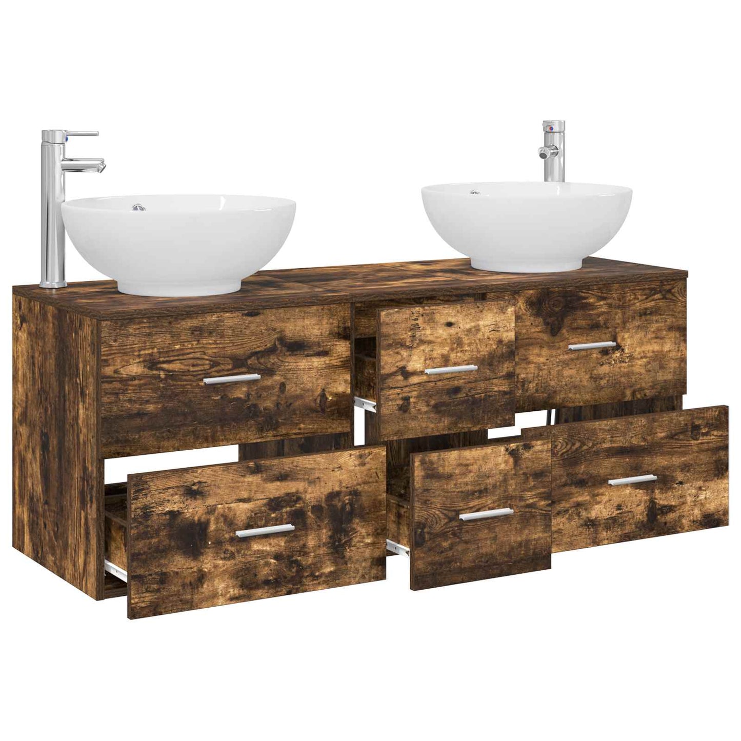 vidaXL Bathroom Furniture Set 3 pcs Smoked Oak 49.5 x 44.5 x 65 cm 3