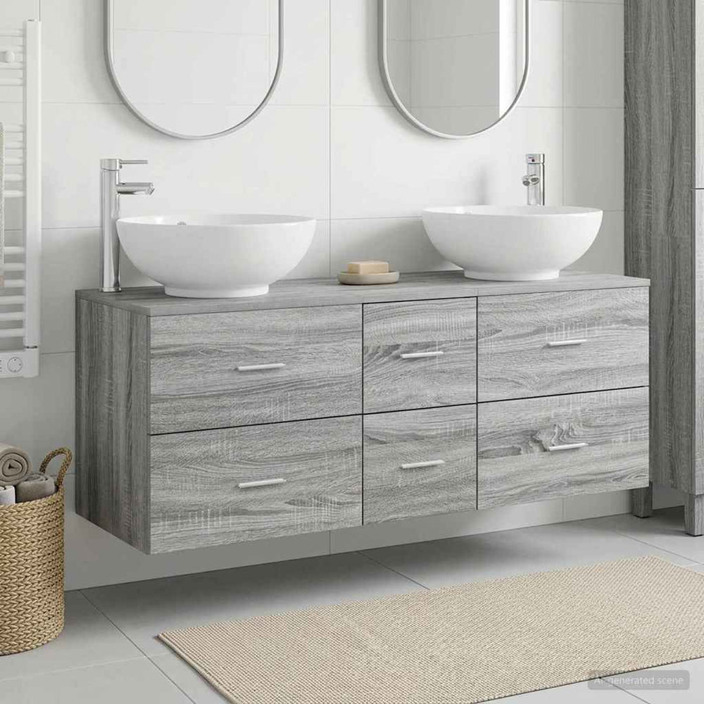 vidaXL Bathroom Furniture Set 3 pcs Grey Sonoma 49.5 x 44.5 x 65 cm