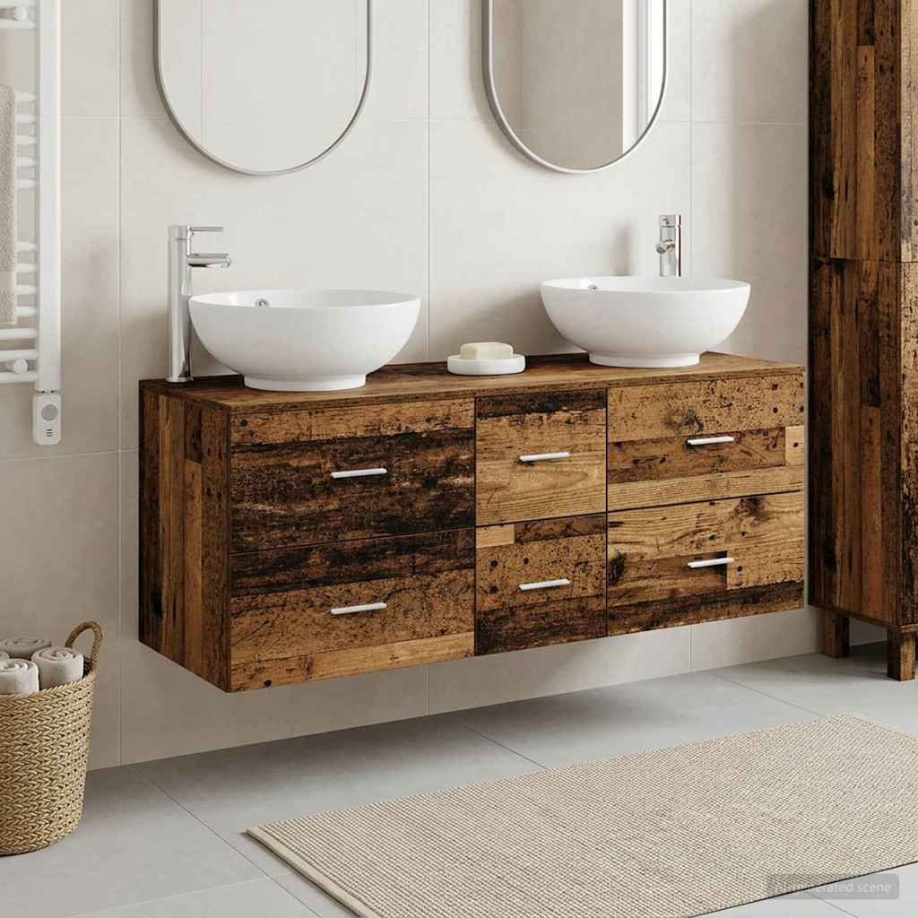 vidaXL Bathroom Furniture Set 3 pcs Old Wood 49.5 x 44.5 x 65 cm 1