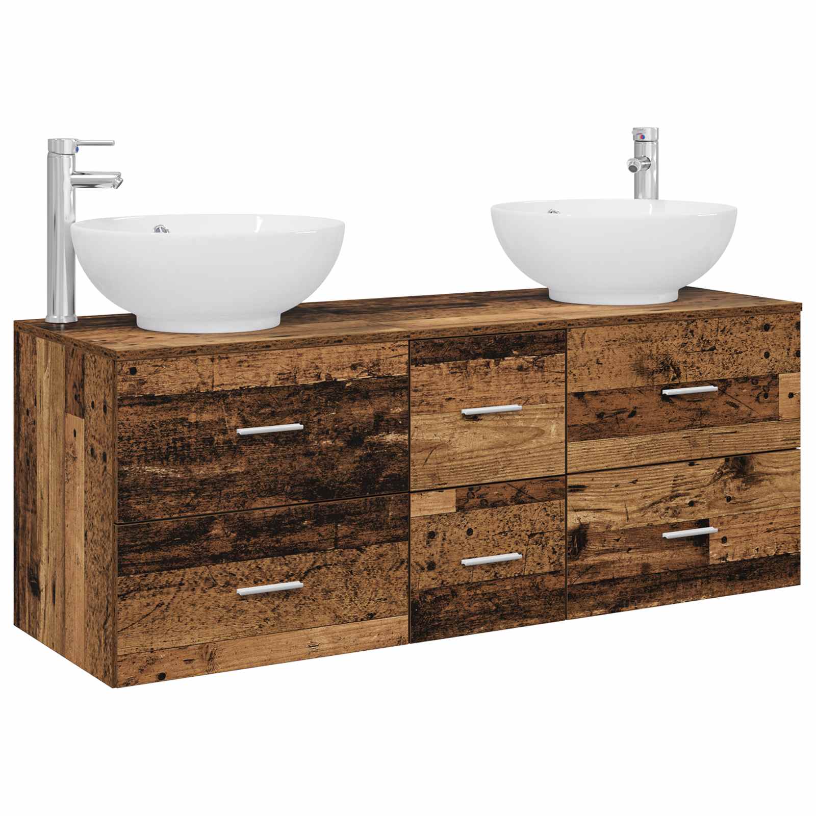 vidaXL Bathroom Furniture Set 3 pcs Old Wood 49.5 x 44.5 x 65 cm 2