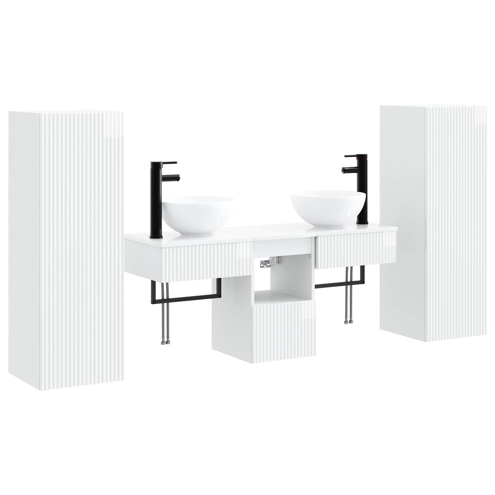 vidaXL Bathroom Furniture Set 5 pcs High Gloss White 2