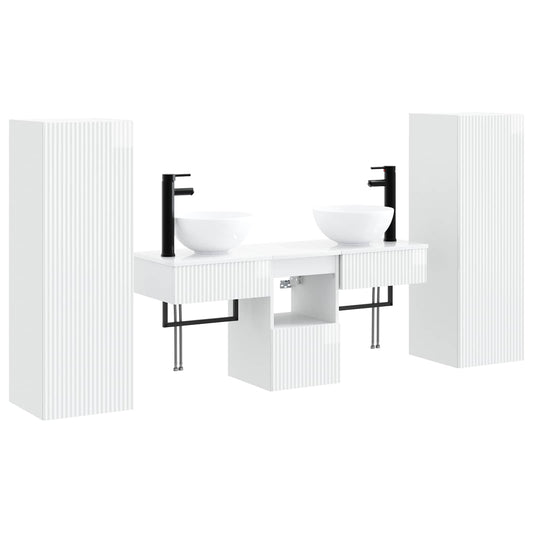 vidaXL Bathroom Furniture Set 5 pcs High Gloss White 2
