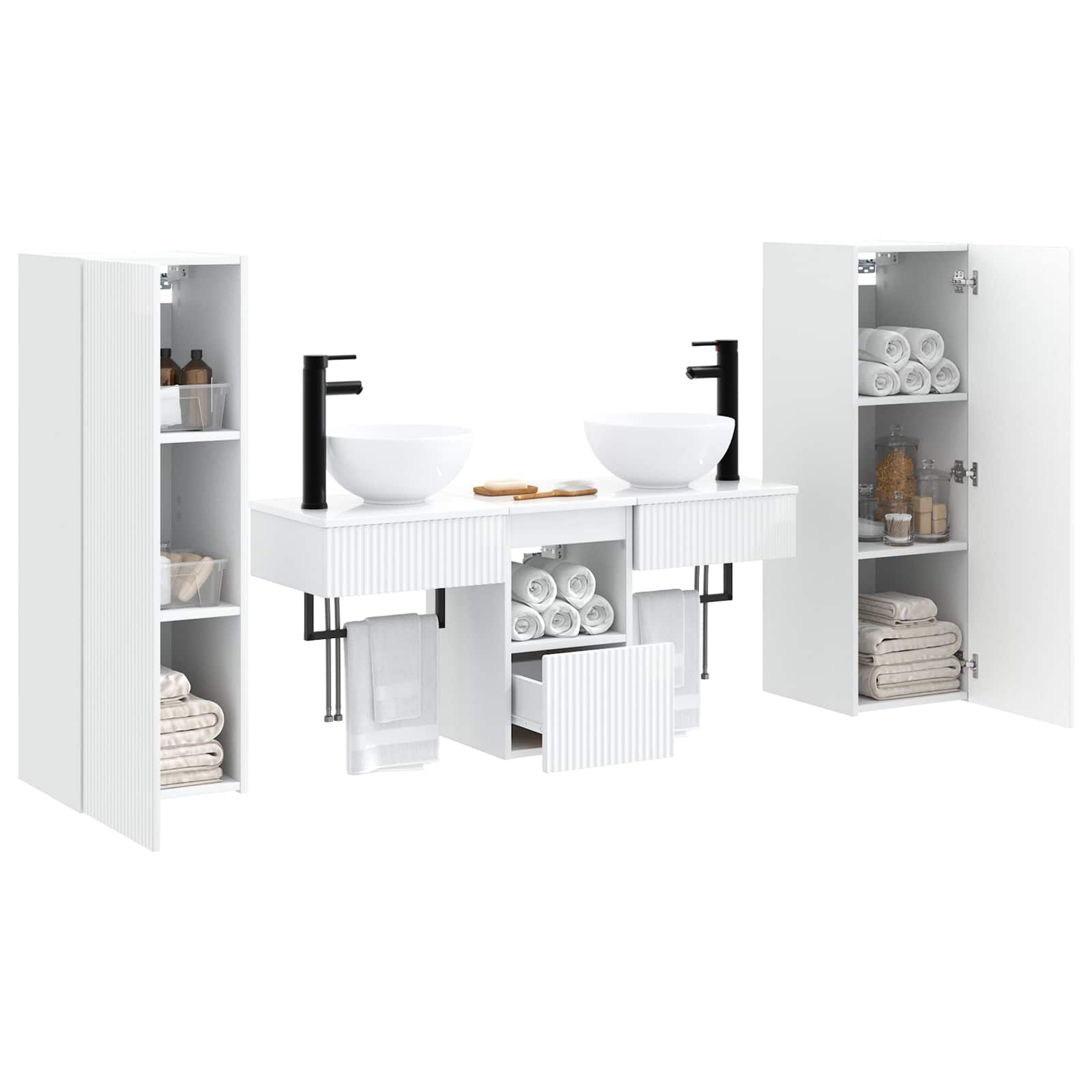 vidaXL Bathroom Furniture Set 5 pcs High Gloss White 3