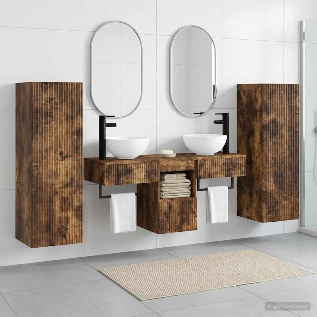 Bathroom Cabinet Set 5 pcs 33 x 34.5 x 100 cm Smoked oak