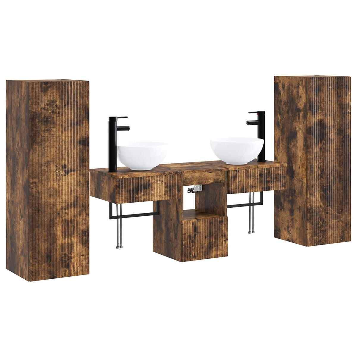 Bathroom Cabinet Set 5 pcs 33 x 34.5 x 100 cm Smoked oak
