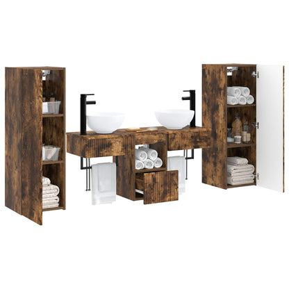 Bathroom Cabinet Set 5 pcs 33 x 34.5 x 100 cm Smoked oak
