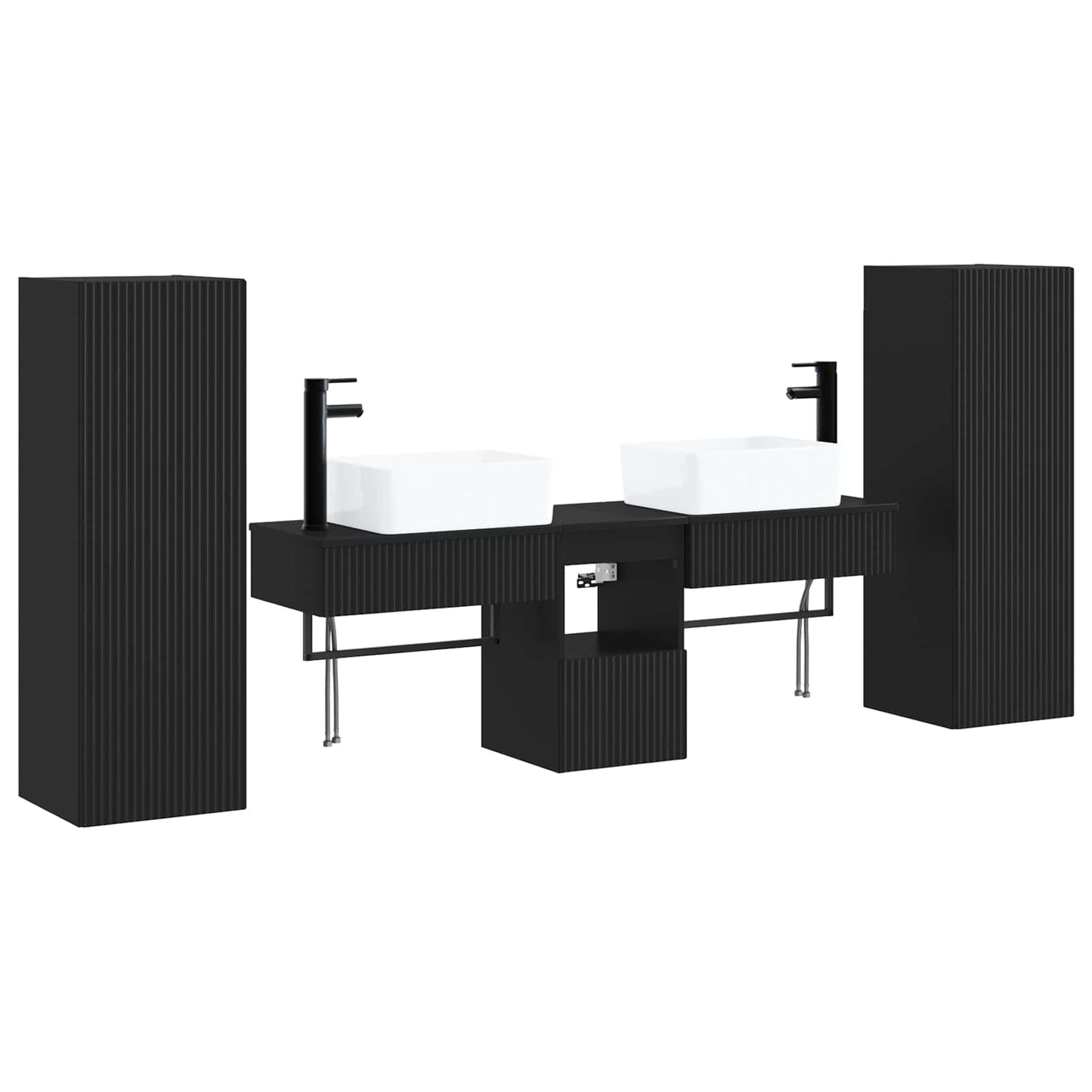 vidaXL Bathroom Furniture Set 5 pcs Black 33 x 34.5 x 100 cm 2