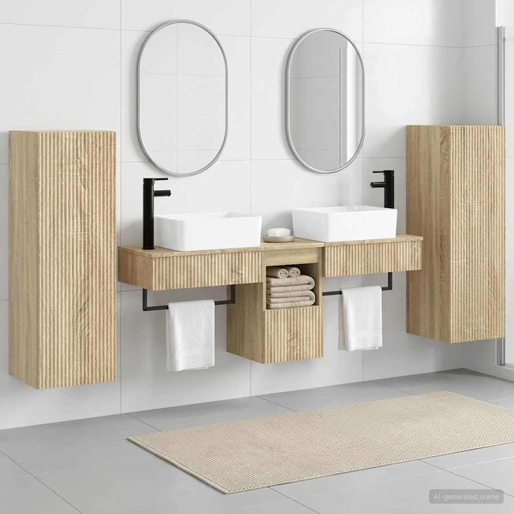 Bathroom Cabinet Set 5 pcs 136 x 35 x 80 cm Sonoma oak
