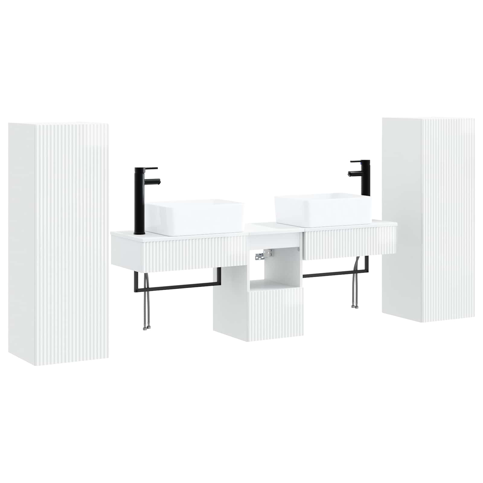 vidaXL Bathroom Furniture Set 5 pcs High Gloss White 2