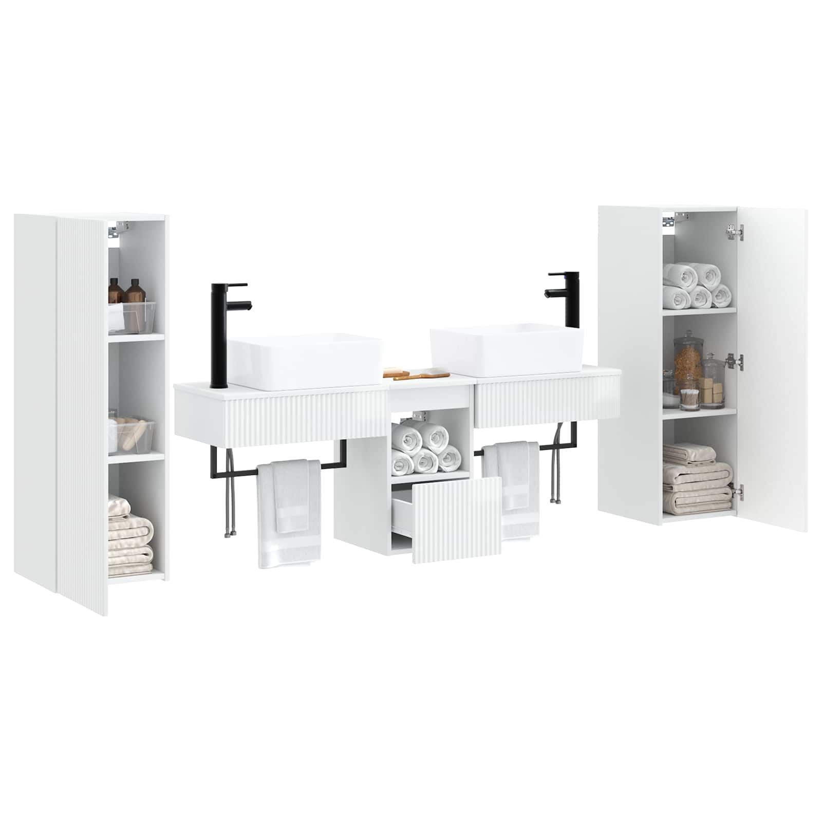 vidaXL Bathroom Furniture Set 5 pcs High Gloss White 3