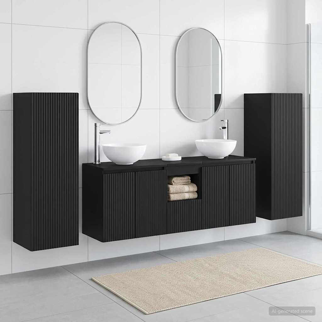 vidaXL Bathroom Furniture Set 5 pcs Black 33 x 34.5 x 100 cm 1