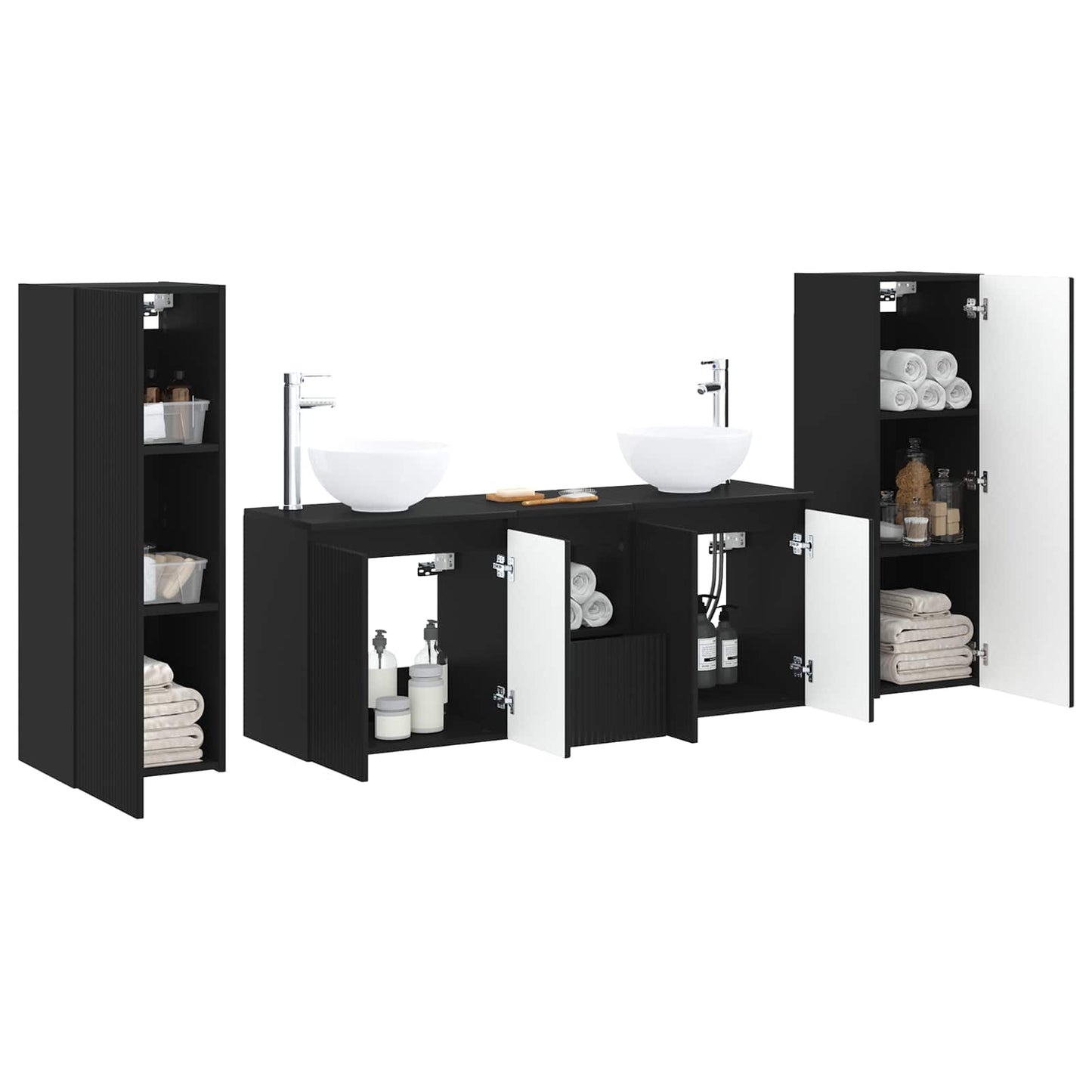 vidaXL Bathroom Furniture Set 5 pcs Black 33 x 34.5 x 100 cm 3