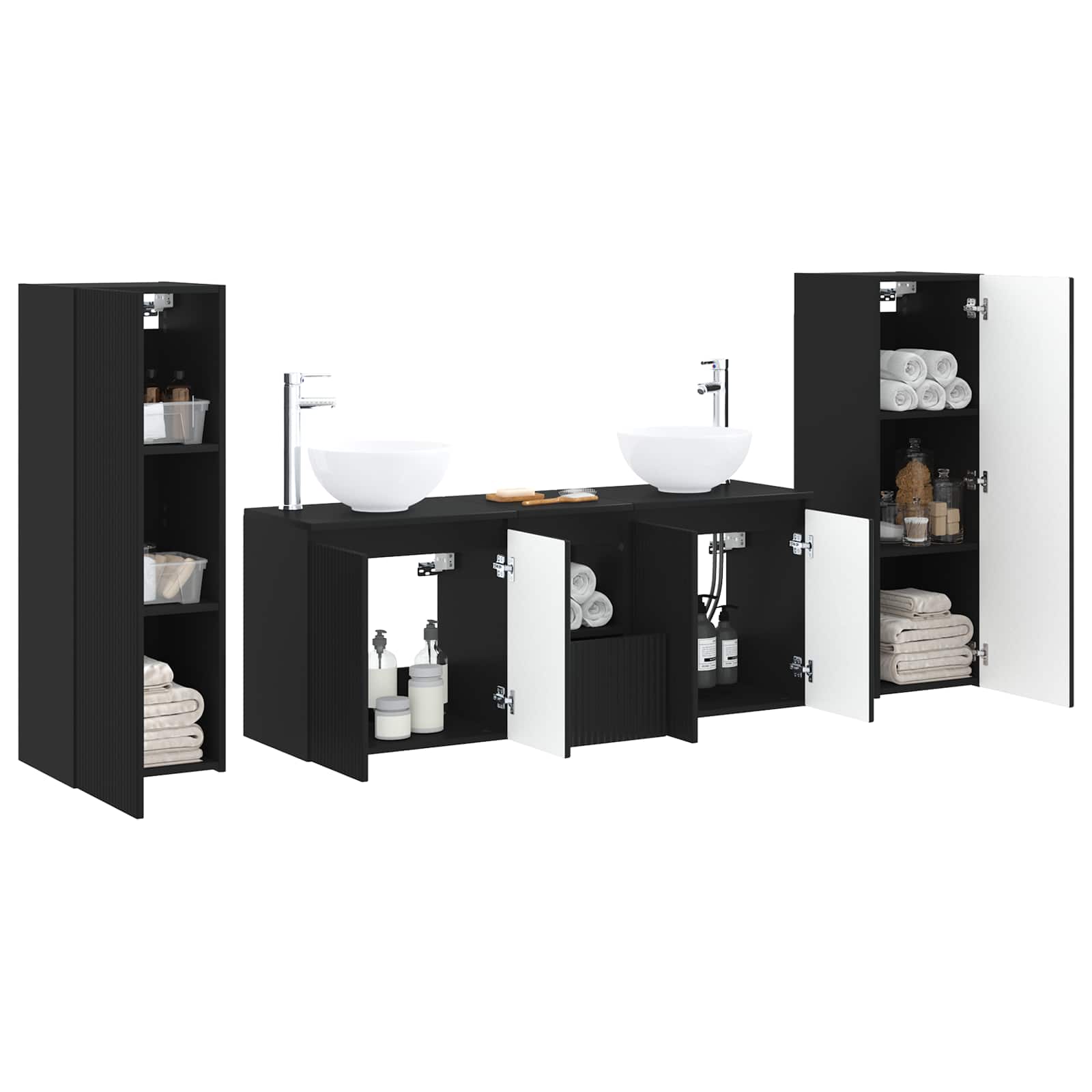 vidaXL Bathroom Furniture Set 5 pcs Black 33 x 34.5 x 100 cm 3