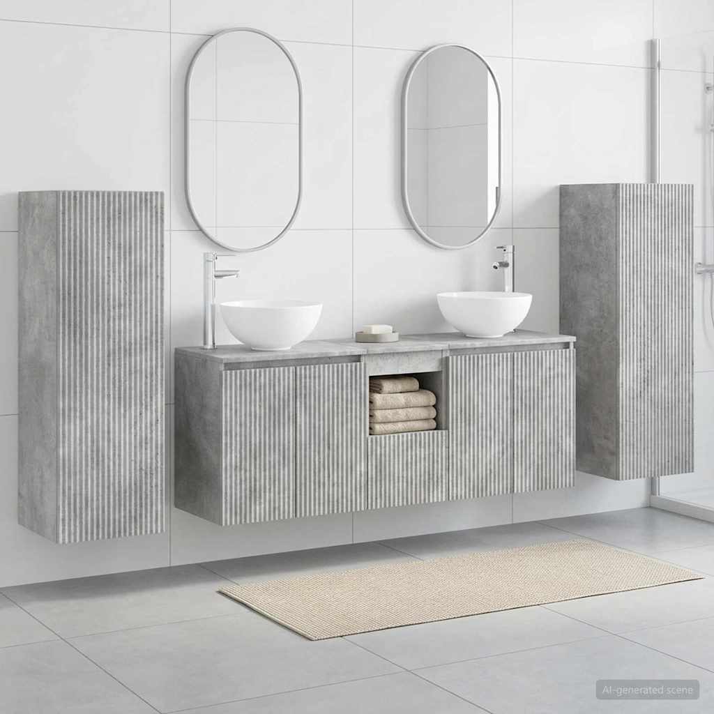 vidaXL Bathroom Furniture Set 5 pcs Concrete Grey 33 x 34.5 x 100 cm 1