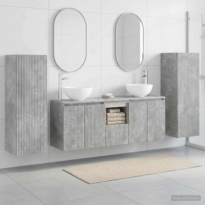 vidaXL Bathroom Furniture Set 5 pcs Concrete Grey 33 x 34.5 x 100 cm 1