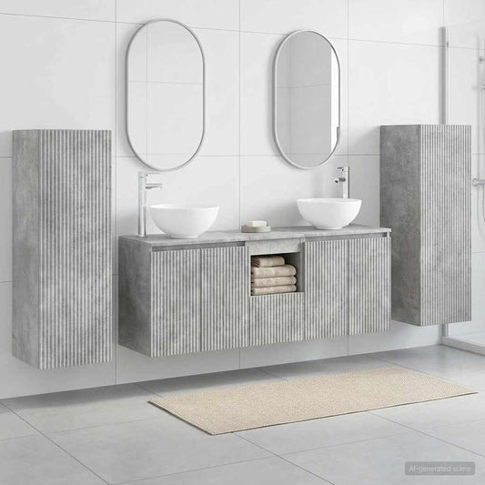 vidaXL Bathroom Furniture Set 5 pcs Concrete Grey 33 x 34.5 x 100 cm 1