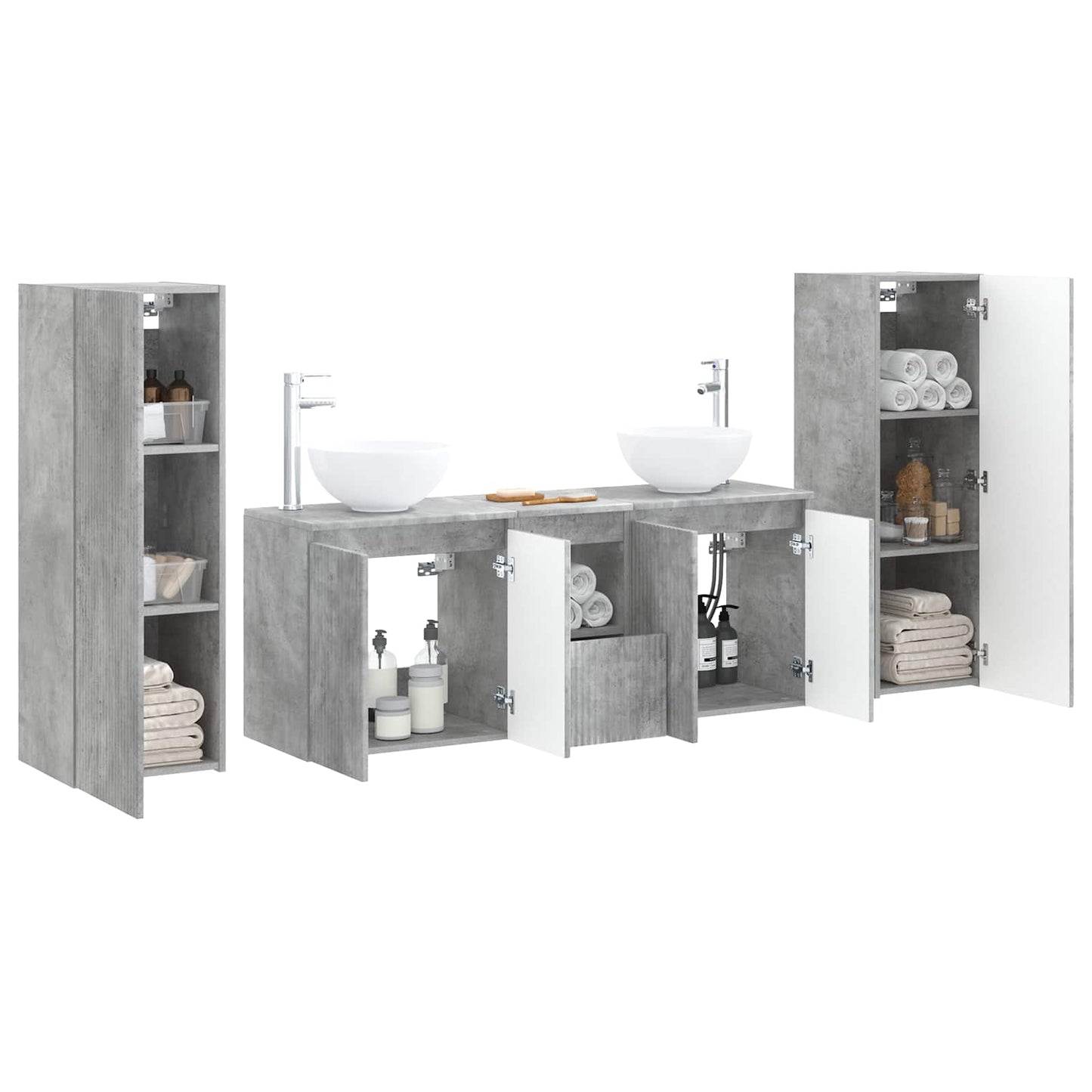 vidaXL Bathroom Furniture Set 5 pcs Concrete Grey 33 x 34.5 x 100 cm 3