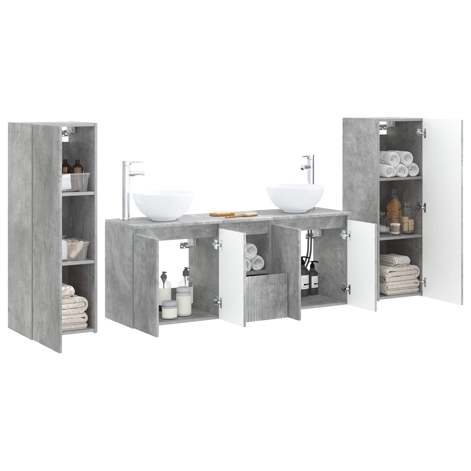 vidaXL Bathroom Furniture Set 5 pcs Concrete Grey 33 x 34.5 x 100 cm 3