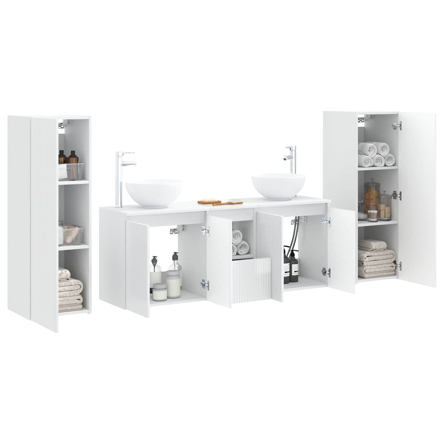 vidaXL Bathroom Furniture Set 5 pcs High Gloss White 3
