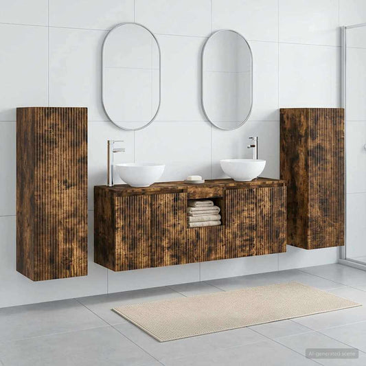 vidaXL Bathroom Furniture Set 5 pcs Smoked Oak 33 x 34.5 x 100 cm 1