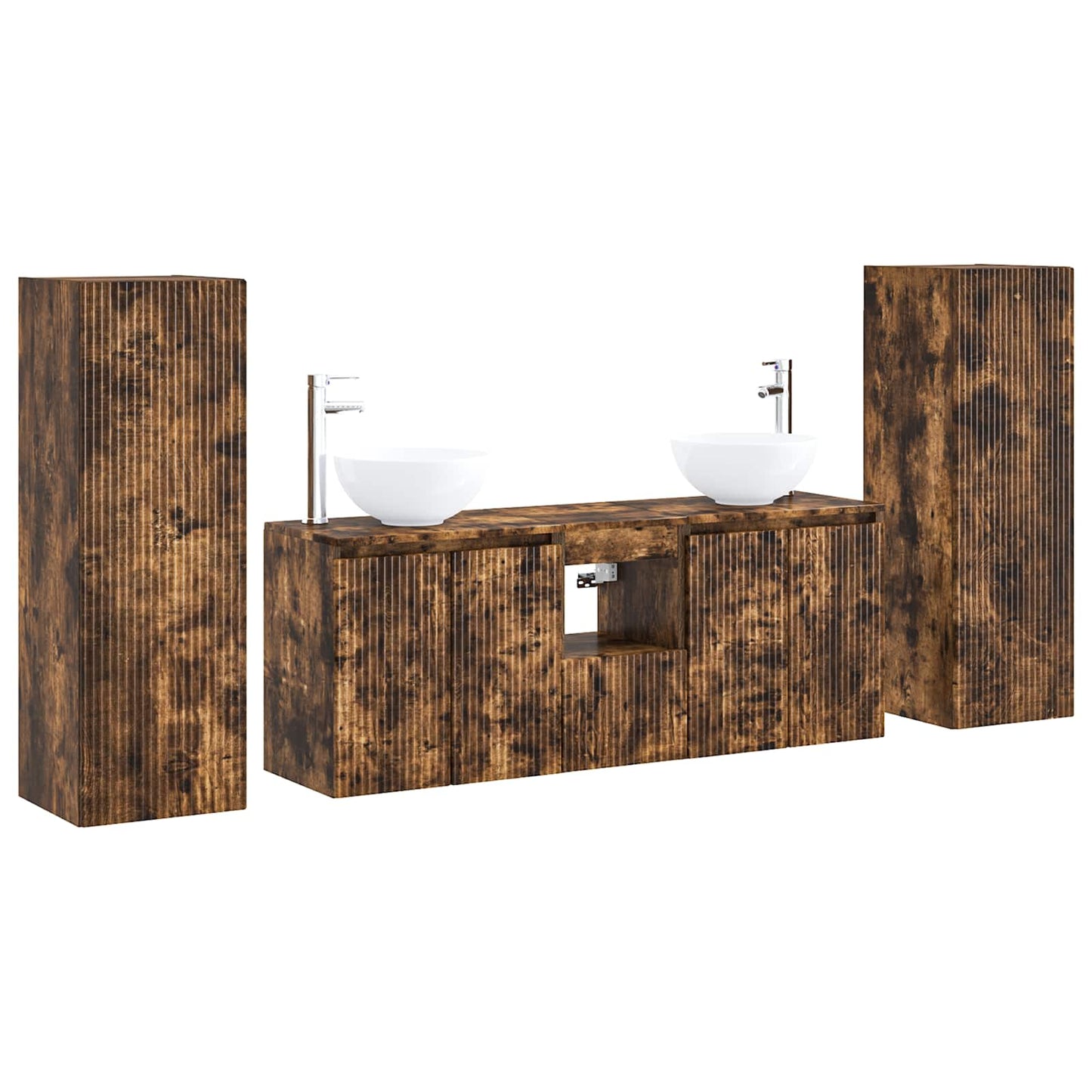 vidaXL Bathroom Furniture Set 5 pcs Smoked Oak 33 x 34.5 x 100 cm 2