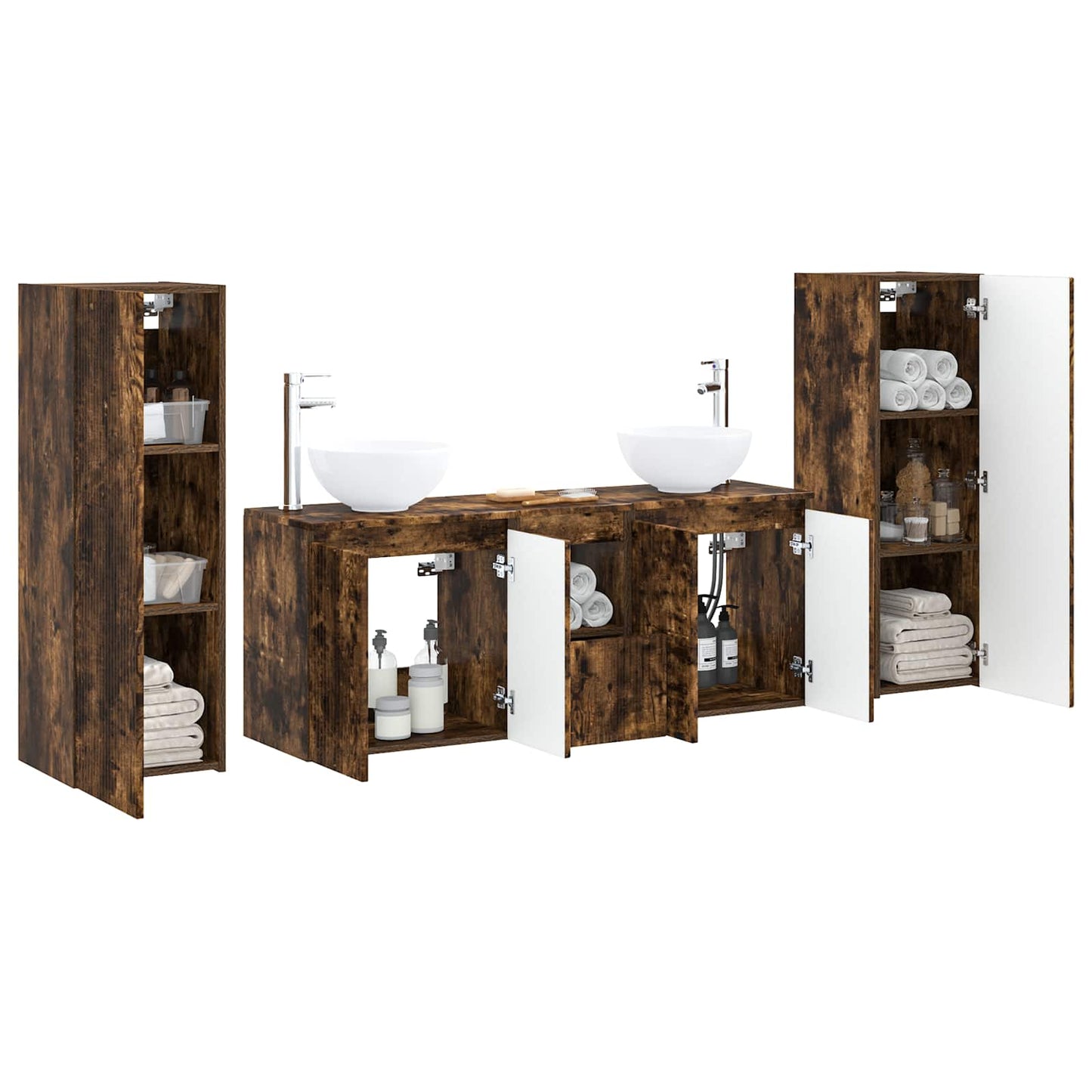 vidaXL Bathroom Furniture Set 5 pcs Smoked Oak 33 x 34.5 x 100 cm 3