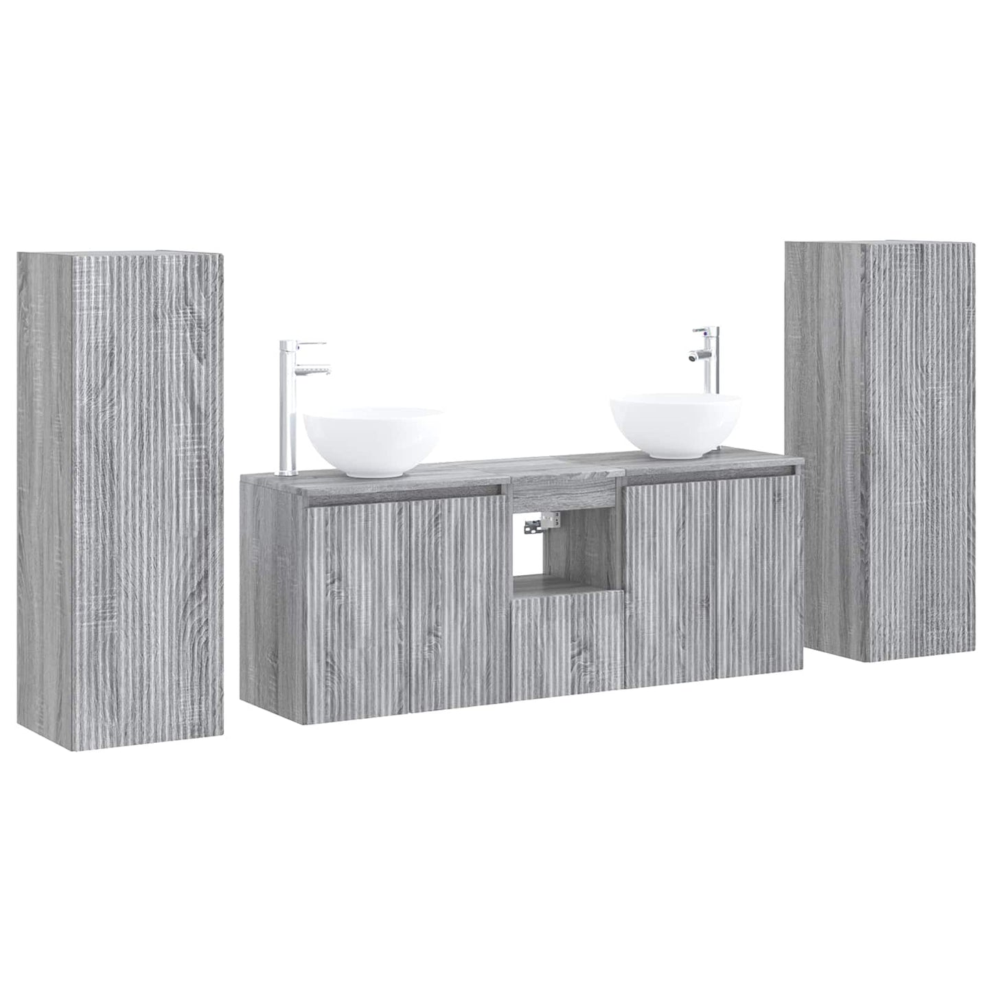 vidaXL Bathroom Furniture Set 5 pcs Grey Sonoma 33 x 34.5 x 100 cm 2