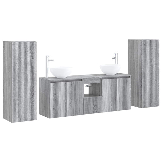 vidaXL Bathroom Furniture Set 5 pcs Grey Sonoma 33 x 34.5 x 100 cm 2