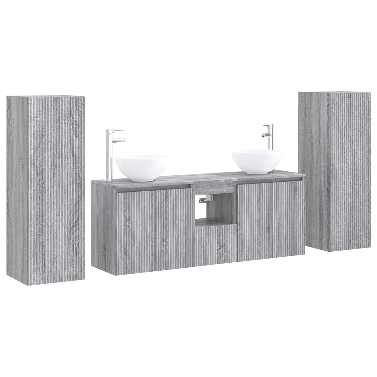 Bathroom Cabinet Set 5 pcs 129 x 35 x 80 cm Grey sonoma