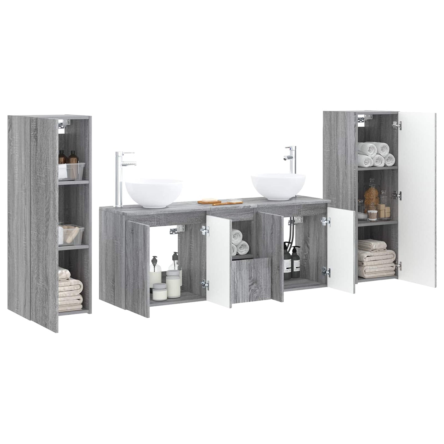 vidaXL Bathroom Furniture Set 5 pcs Grey Sonoma 33 x 34.5 x 100 cm 3