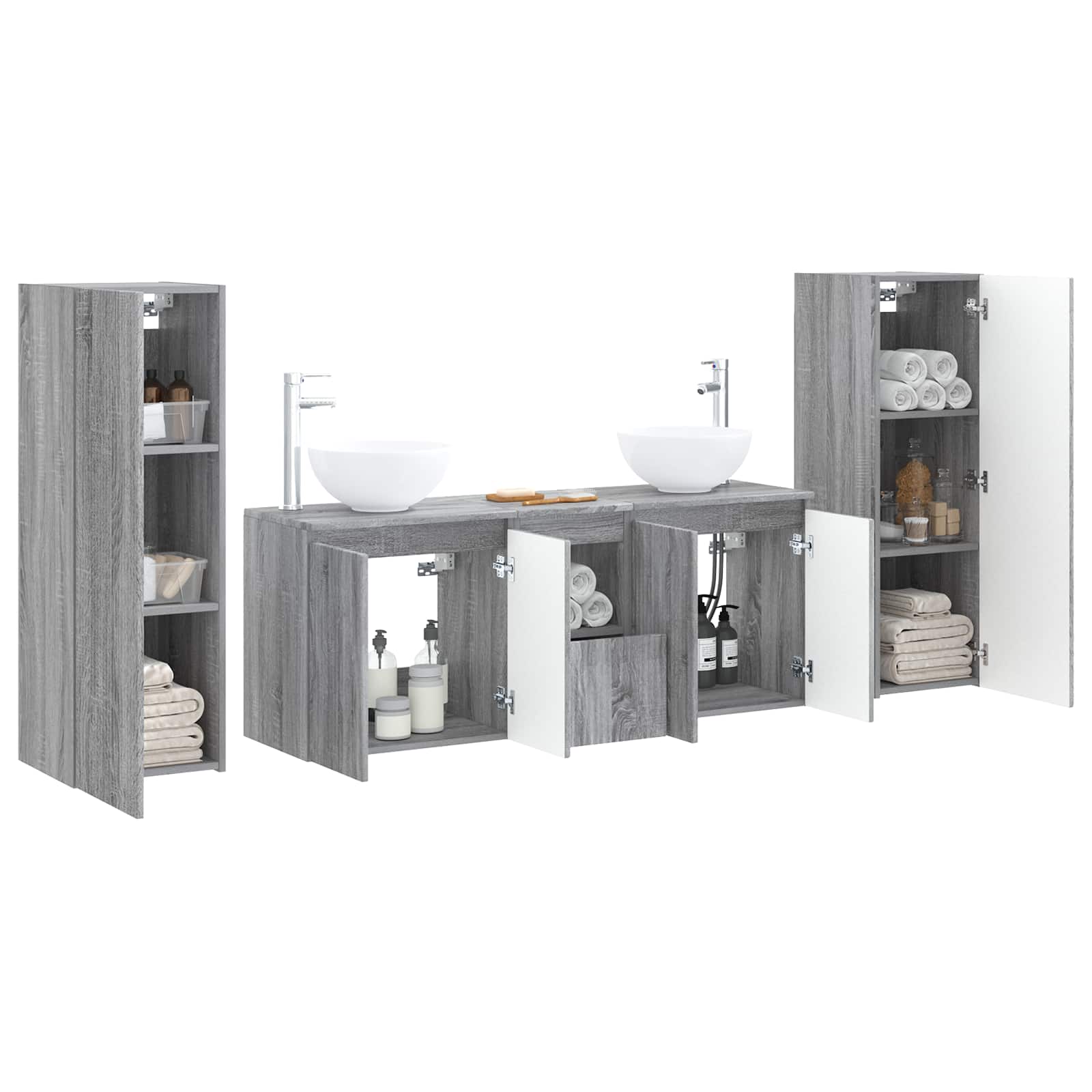 vidaXL Bathroom Furniture Set 5 pcs Grey Sonoma 33 x 34.5 x 100 cm 3