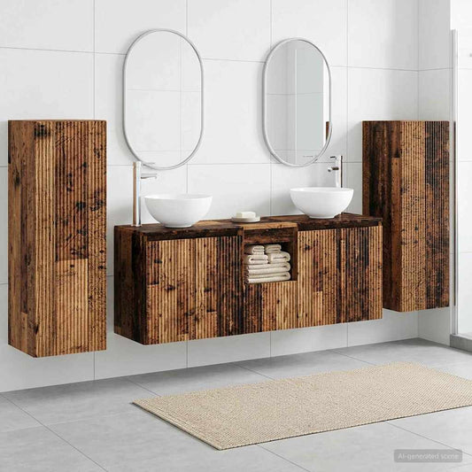 vidaXL Bathroom Furniture Set 5 pcs Old Wood 33 x 34.5 x 100 cm 1