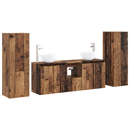 vidaXL Bathroom Furniture Set 5 pcs Old Wood 33 x 34.5 x 100 cm 2