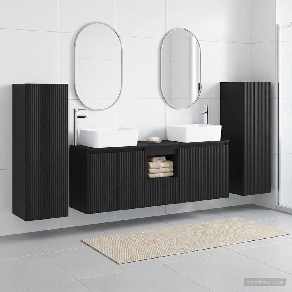 vidaXL Bathroom Furniture Set 5 pcs Black 33 x 34.5 x 100 cm 1