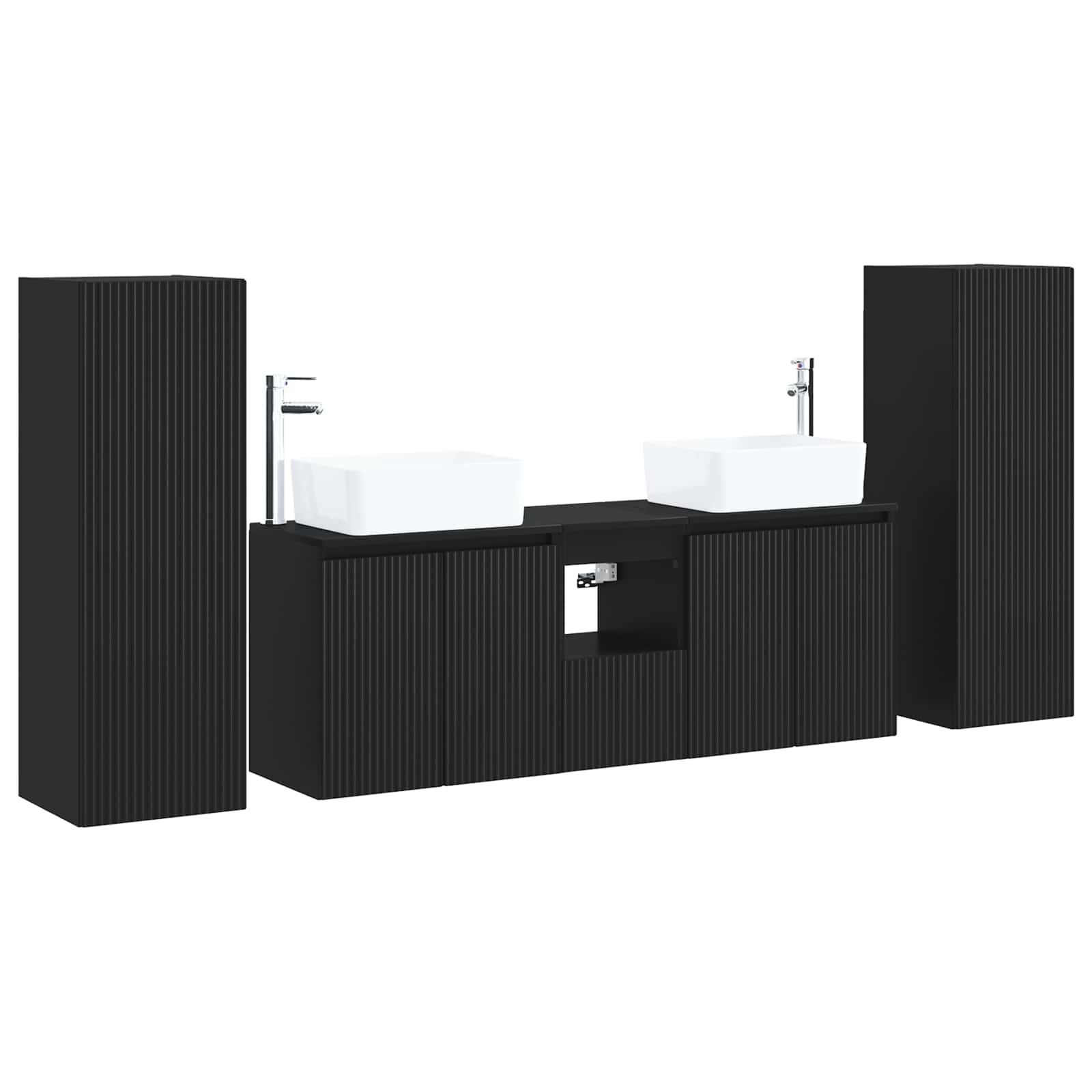 vidaXL Bathroom Furniture Set 5 pcs Black 33 x 34.5 x 100 cm 2